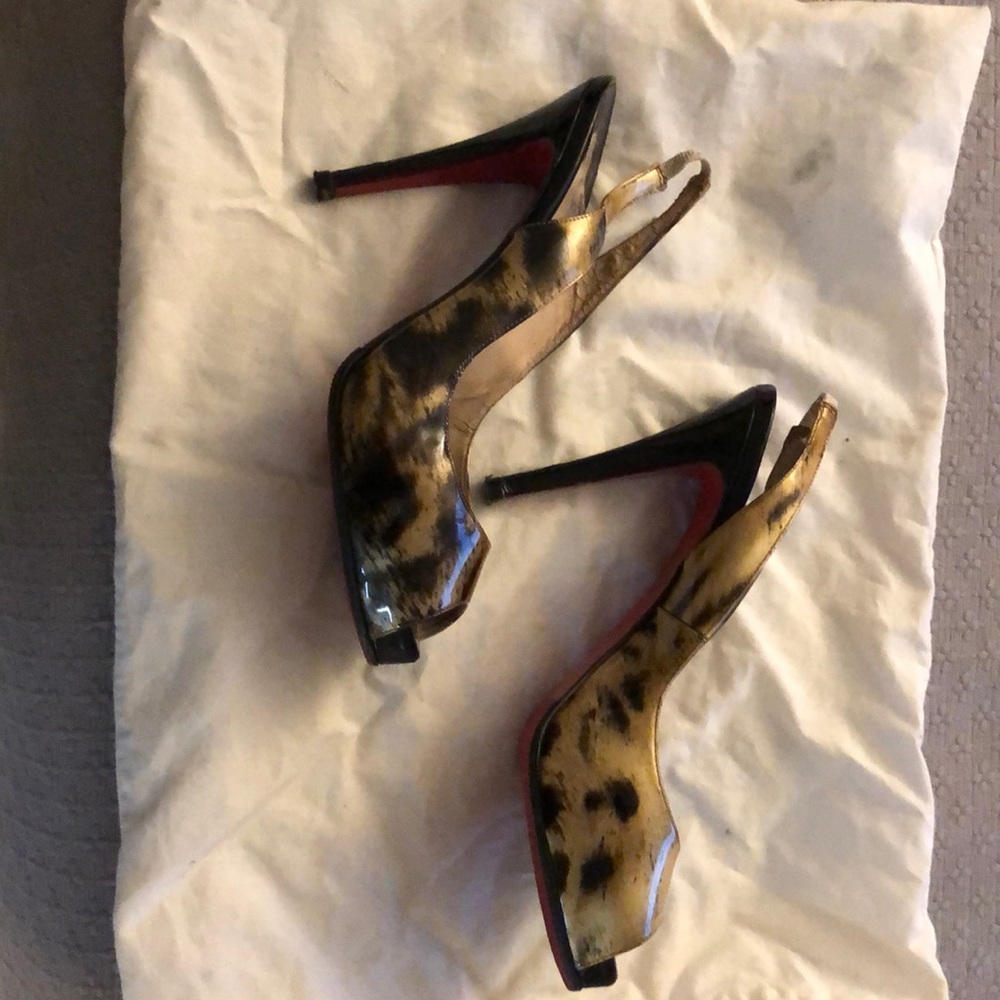 Patent leather animal print slingback 39.5